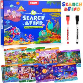 Preschool Learning Activities Search and Find Books, Travel Game for Road Trip Car Airplane, Busy Book Activity Books Birthday Gifts for Kids Ages 3-8