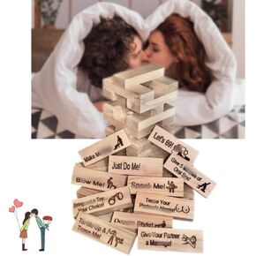 Lust Tower - Game for Adults, 48Pcs Super Naughty Block Tower Game,Couples Games for Adults,Valentine Tumbling Tower Stacking Blocks Game, Stacking Wooden Block Game for Grown Ups (1 Set)