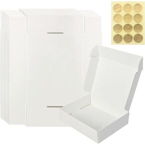 JagerGreen White Gift Box with Lid, 8.6x6.7x2.1 Inches Small Collapsible Gift Boxes with Seal Stickers for Birthday, Valentine’s Day, Bridesmaid Proposal, Wedding, Party Favor, Presents (Pack of 10)