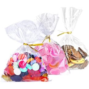 أكياس Wocuz Cellophane Cellophane واضحة مع تعاملات مع علاقات تويست المعدنية لمخبز Cookie Candy Bakery Popcorn Gift Lapp (4x6 Inch ، 100pcs)