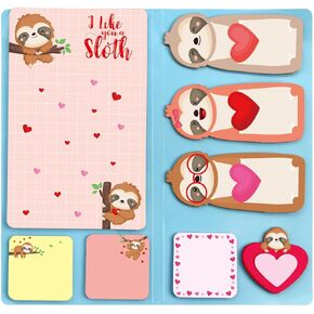 Valentines Day Sticky Notes Sloth Sticky Notepads Set 240 Sheets Valentine’s Day Gifts for Teachers Book Notes Sloth Lovers Kids Office School Friends Gifts Lazy Day Small Gifts