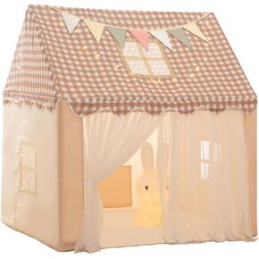 Kids Play Tent, Playhouse for Kids Indoor & Outdoor, Kids Tent with Star Light, Flags and Carry Bag, Washable Kids Tent for Girls & Boys (Without Mat)