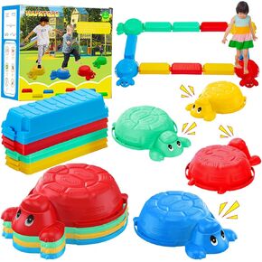 Balance Beams Steping Stones for Kids - 12 قطعة للسلحفاة القفز على الحجارة ، وتوازن الحجارة ، والطفل الصغار الداخلي أو في الهواء الطلق ، واللعب الحسي للأطفال النشطين الذين تتراوح أعمارهم بين 2 3 4 5 سنوات من العمر