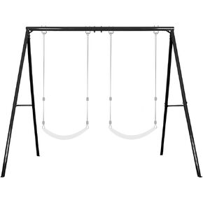 IKARE Extra-Large Swing Stand, Heavy Duty Metal Swing Frame with Ground Stakes for Kids and Adults, 400lb Load Capacity, Fits for Porch Swings, Great for Indoor and Outdoor Activities, Backyard