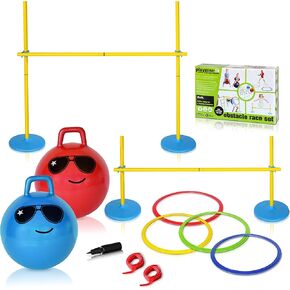 B4 Adventure Playzone -Fit Obsacle Course Set - مثالي للعب النشط الداخلي والخارجي كل يوم ، وإعداد سهل وتخطيطات دورة لا نهاية لها