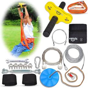 مجموعات Ziplines لـ Backyard ، 230 قدمًا 200ft 180ft 160ft 140ft 120ft 105ft 90ft 80ft Zip Lines Kit 350lb Kids Toys Set ، ألعاب Playground في الهواء الطلق (120 قدمًا)