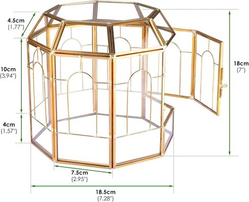 HighFree 7" Geometric Terrarium Planter, Birdcage-Shaped Black Handmade Glass Box, Vintage Tabletop Miniature Flower Pot for Succulent, Cacti, Air Plants (Gold) in Saudi Arabia
