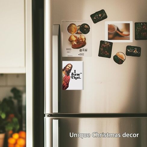 I Saw That Ceramic Magnets, Funny Fridge Magnets, White Elephant Gift, Funny Jesus Magnet, Christmas Ceramic Magnet, Jesus Gift, 2 x 2.75 inch (Red) in Kuwait