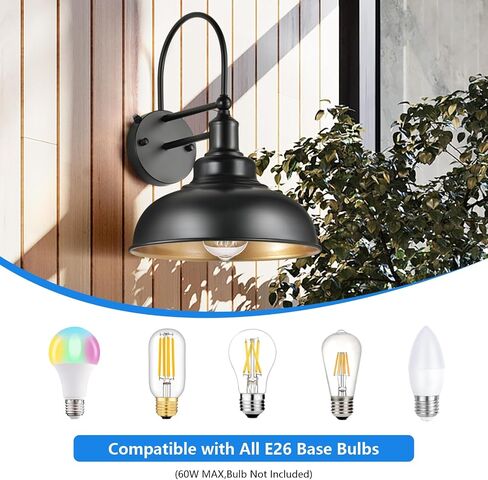 Outdoor Wall Light Gooseneck Sconce: 2 Pack Dusk to Dawn Wall Light Fixture - Exterior Wall Sconces for Farmhouse Barn House in Saudi Arabia