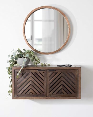 Kate and Laurel Mezzeta Coastal Coastal 2-Door Cabinet ، 30 × 10 × 14 ، الخشب الطبيعي ، خزانة تخزين حديثة مزخرفة مع الأبواب in Kuwait