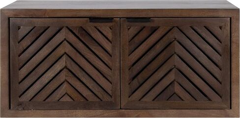 Kate and Laurel Mezzeta Coastal Coastal 2-Door Cabinet ، 30 × 10 × 14 ، الخشب الطبيعي ، خزانة تخزين حديثة مزخرفة مع الأبواب in Kuwait