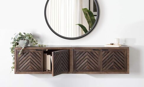 Kate and Laurel Mezzeta Coastal Coastal 2-Door Cabinet ، 30 × 10 × 14 ، الخشب الطبيعي ، خزانة تخزين حديثة مزخرفة مع الأبواب in Kuwait