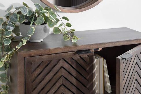 Kate and Laurel Mezzeta Coastal Coastal 2-Door Cabinet ، 30 × 10 × 14 ، الخشب الطبيعي ، خزانة تخزين حديثة مزخرفة مع الأبواب in Kuwait