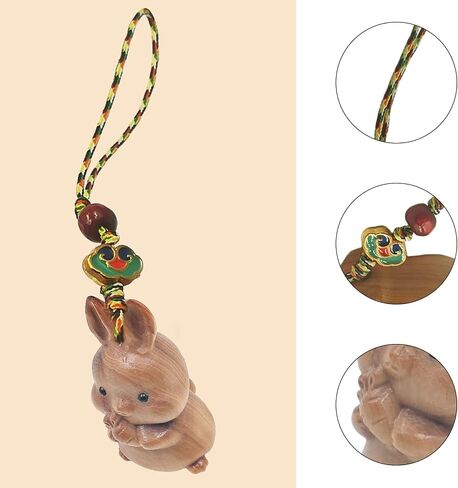 Small Animal Pendant Wrist Straps Lanyard Wooden Hand Carved Arborvitae Cute Mini Art Decorative Handmade with Storage Bag for Phone Bag Backpack Keychain Decor (12pcs Chinese Zodiacs) in Saudi Arabia
