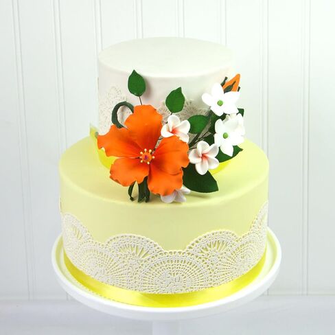 Global Sugar Art Premium Hibiscus Sugar Cake Flower Spray Orange, 1 Count by Chef Alan Tetreault in Kuwait