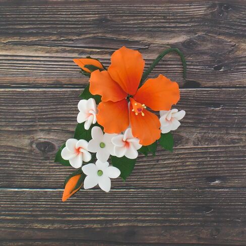 Global Sugar Art Premium Hibiscus Sugar Cake Flower Spray Orange, 1 Count by Chef Alan Tetreault in Kuwait