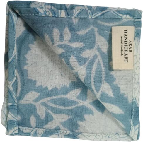 4 Pc Blue Flower Hand Block Print Napkin 100 percent Cotton Napkin Hand Block Printed Napkin Jaipuri Printed Home Decor Napkin in Saudi Arabia
