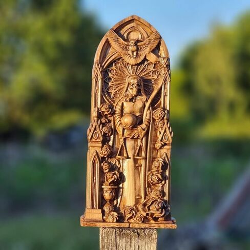 Santa Muerte goddess statuette, Holy Death, for home altar, Religious statue, wicca, statue, witches, Wooden home decoration (Wood) in Saudi Arabia