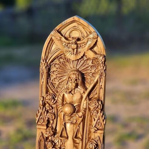 Santa Muerte goddess statuette, Holy Death, for home altar, Religious statue, wicca, statue, witches, Wooden home decoration (Wood) in Saudi Arabia