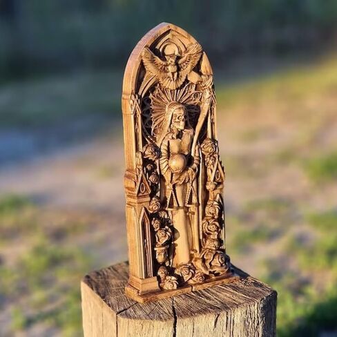 Santa Muerte goddess statuette, Holy Death, for home altar, Religious statue, wicca, statue, witches, Wooden home decoration (Wood) in Saudi Arabia