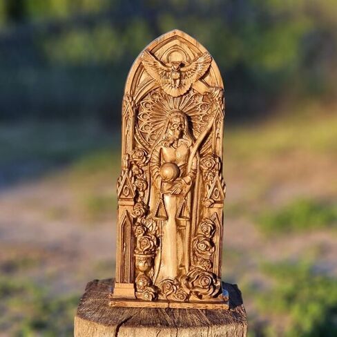 Santa Muerte goddess statuette, Holy Death, for home altar, Religious statue, wicca, statue, witches, Wooden home decoration (Wood) in Saudi Arabia