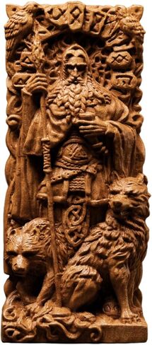 تمثال Odin ، Allfather ، آلهة الإسكندنافية ، مذبح نحت الخشب Asatru Viking God and Goddes Sculpture Wooden Pantheon (Wood) in Kuwait