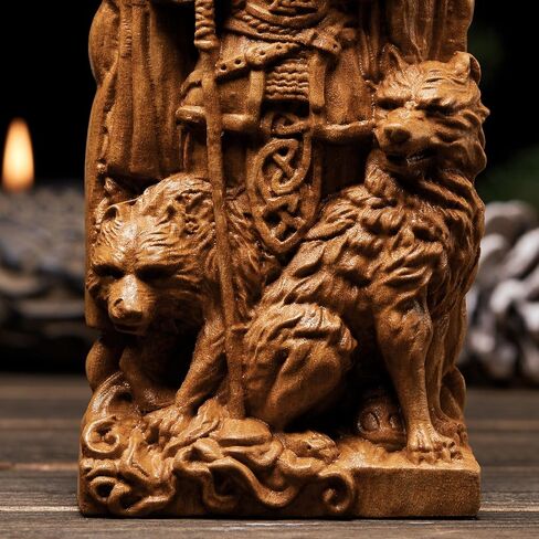 تمثال Odin ، Allfather ، آلهة الإسكندنافية ، مذبح نحت الخشب Asatru Viking God and Goddes Sculpture Wooden Pantheon (Wood) in Kuwait