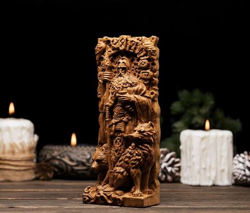 تمثال Odin ، Allfather ، آلهة الإسكندنافية ، مذبح نحت الخشب Asatru Viking God and Goddes Sculpture Wooden Pantheon (Wood) in Kuwait