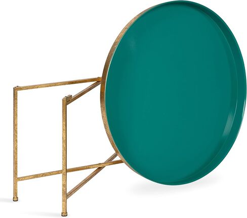 طاولة القهوة الحديثة Kate and Laurel Celia ، 28 × 28 × 19 ، البط البري والذهب ، طاولة معدنية قابلة للطي براقة للتخزين والعرض in Kuwait