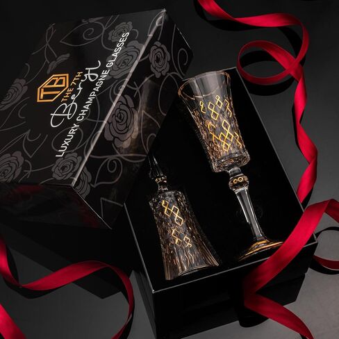 مجموعة نظارات الشمبانيا الفاخرة من 2 ، مزامير الشمبانيا لأزواج الزفاف ، نظارات الشمبانيا ، عيد الشكر ، عيد الميلاد ، مشاركة الحفلات ، الذكرى السنوية ، نظارات الزفاف للعروس والعريس in Saudi Arabia
