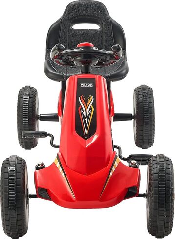 VEVOR Kids Pedal Go Kart, 4 Wheel Off-Road Pedal Go Cart Ride On Toy for Kids, Steering Wheel, Adjustable Seat, Non-Slip Big Wheels, Outdoor Racer Ride On Pedal Car for Boys & Girls Ages 3-8, Red in Saudi Arabia