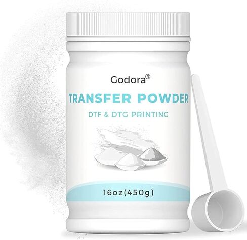 Godora DTF Powder White Digital Transfer Hot Melt Adhesive, DTF PreTreat Transfer Powder for Black or Dark Colored Garments, DTF Hot Melt Adhesive Powder for All DTF and DTG Printers, 450g - 16oz in Saudi Arabia