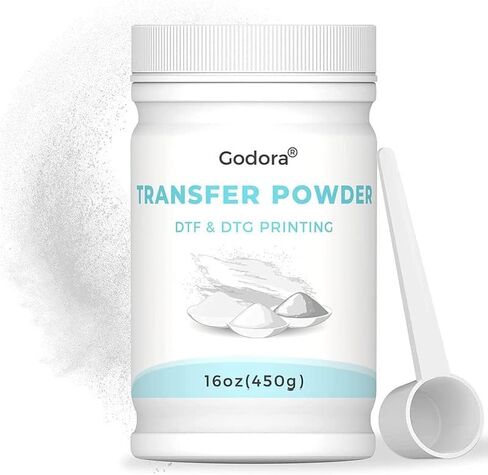 Godora DTF Powder White Digital Transfer Hot Melt Adhesive, DTF PreTreat Transfer Powder for Black or Dark Colored Garments, DTF Hot Melt Adhesive Powder for All DTF and DTG Printers, 450g - 16oz in Saudi Arabia
