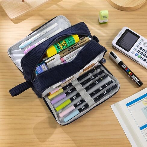 CICIMELON BIG CORDUROY PEN PENCIM CASE 3 COMPARTMENTS BACK POUCH FOR in Kuwait