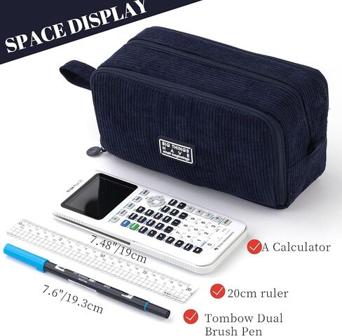 CICIMELON BIG CORDUROY PEN PENCIM CASE 3 COMPARTMENTS BACK POUCH FOR in Kuwait