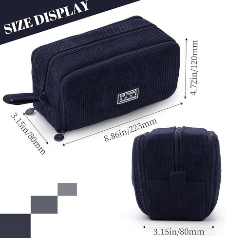 CICIMELON BIG CORDUROY PEN PENCIM CASE 3 COMPARTMENTS BACK POUCH FOR in Kuwait