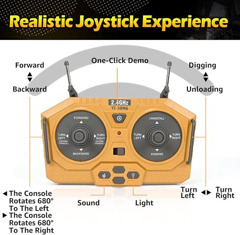 ألعاب حفارة التحكم عن بُعد للأولاد تتحول إلى 680 درجة 2 بطاريات أضواء المجرفة/الأصوات ألعاب عيد ميلاد هدايا عيد ميلاد ل 3 4 5 6 7 8 سنوات in Kuwait