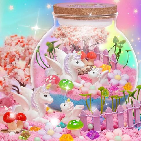 Light-Up Unicorn Terrarium Kit for Kids, DIY Arts & Crafts Gift for Girls Ages 4 5 6 7 8-12 Year Old, LED Night Light with Remote, Best Birthday Easter Unicorn Toys Gifts for Girls Kid in Kuwait