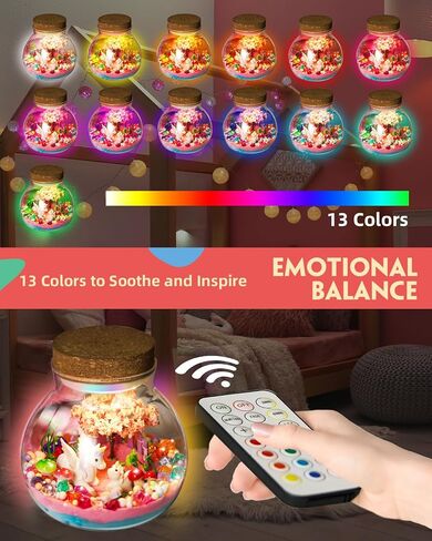 Light-Up Unicorn Terrarium Kit for Kids, DIY Arts & Crafts Gift for Girls Ages 4 5 6 7 8-12 Year Old, LED Night Light with Remote, Best Birthday Easter Unicorn Toys Gifts for Girls Kid in Kuwait