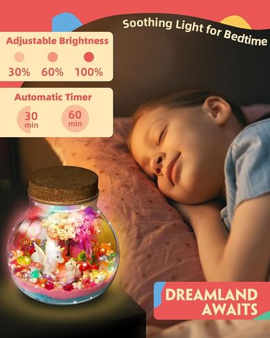 Light-Up Unicorn Terrarium Kit for Kids, DIY Arts & Crafts Gift for Girls Ages 4 5 6 7 8-12 Year Old, LED Night Light with Remote, Best Birthday Easter Unicorn Toys Gifts for Girls Kid in Kuwait