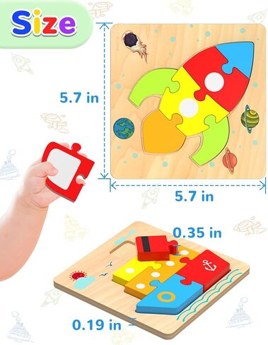 Yetonamr Wooden Toddler Puzzles Gifts Toys for 1 2 3 Years Old Boys Girls, 6 Vehicle Shape Montessori Toys Educational Blocks Kids Toys Gift Baby Learning Toy Age 1-3, 2-4 in Saudi Arabia