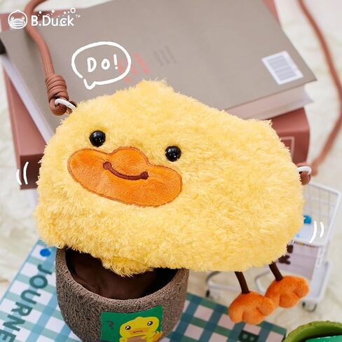 B.DUCK Plush Purse Crossbody Bags Kawaii Handbag with Zipper Cute Duck Shoulder Bag Coin Wallet Toy Purse for Gifts in Saudi Arabia
