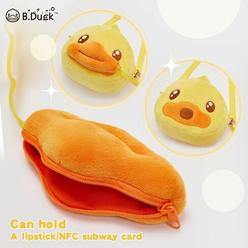 B.DUCK Plush Purse Crossbody Bags Kawaii Handbag with Zipper Cute Duck Shoulder Bag Coin Wallet Toy Purse for Gifts in Saudi Arabia