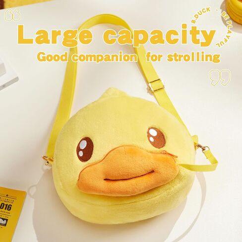 B.DUCK Plush Purse Crossbody Bags Kawaii Handbag with Zipper Cute Duck Shoulder Bag Coin Wallet Toy Purse for Gifts in Saudi Arabia