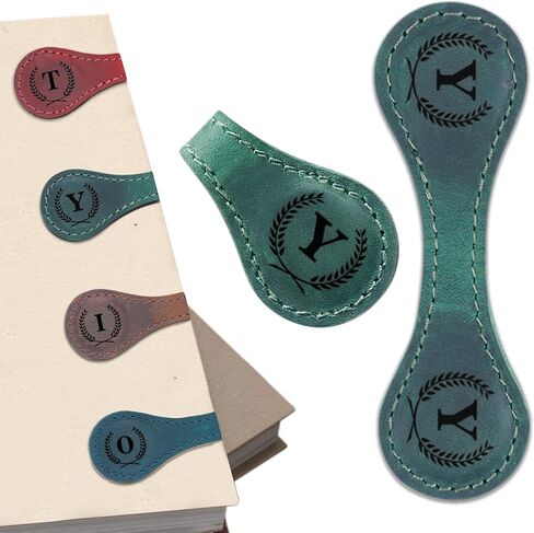 Personalized Magnetic Leather Bookmark - Genuine Leather Custom Bookmark with Initials, Handmade Magnetic Clips for Book Lovers, Readers, Kids, and Women - Premium Magnet Bookmark Charm in Kuwait
