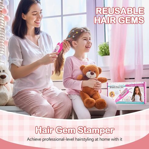 طقم Hair Gem Stamper ، مجوهرات الشعر بلينغ لألعاب الفتيات ، أداة تصفيف الشعر مع الماس اللامع القابل لإعادة الاستخدام ، ألعاب هدايا أعياد الميلاد للفتيات in Kuwait