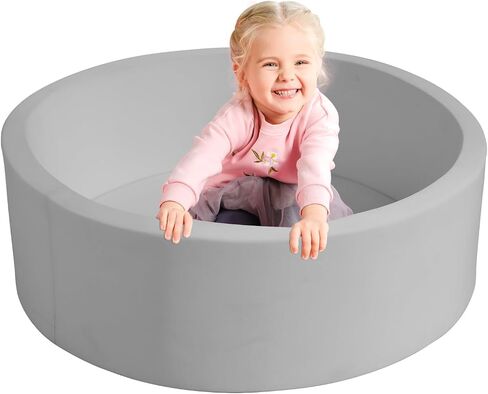 TRENDBOX Foam Ball Pit, 36" x 12" Indoor Soft Ball Pool for Kid，Light Grey in Kuwait