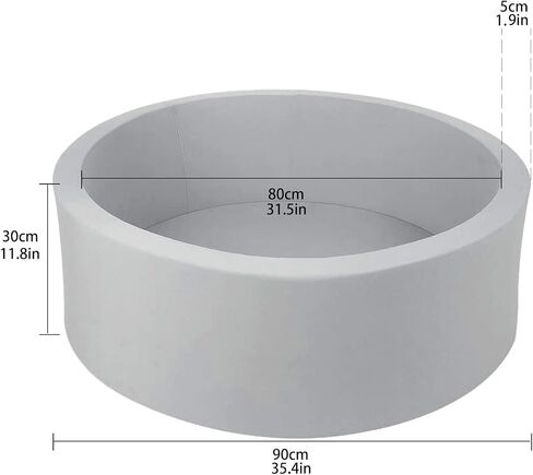 TRENDBOX Foam Ball Pit, 36" x 12" Indoor Soft Ball Pool for Kid，Light Grey in Kuwait