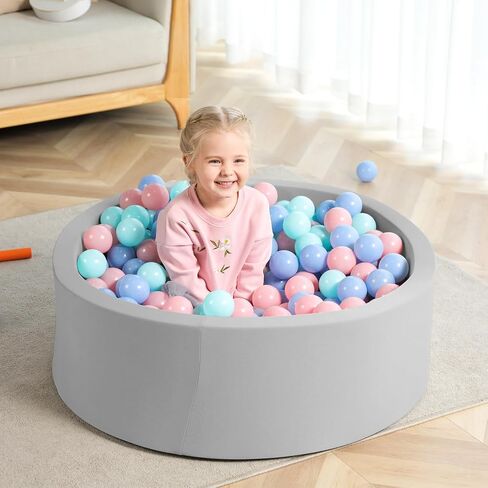 TRENDBOX Foam Ball Pit, 36" x 12" Indoor Soft Ball Pool for Kid，Light Grey in Kuwait