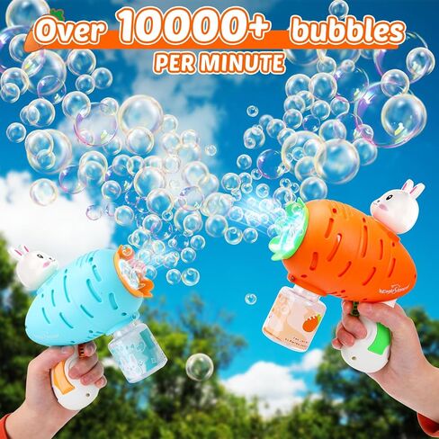 EagleStone Bubble Gun Machine 2 Pack for Kids Toddlers, 10 Hole Bunny Bubble Wand Blaster, Automatic Bubble Blower with LED Lights, Bubble Solution for Outdoor, Wedding Party Favor in Saudi Arabia